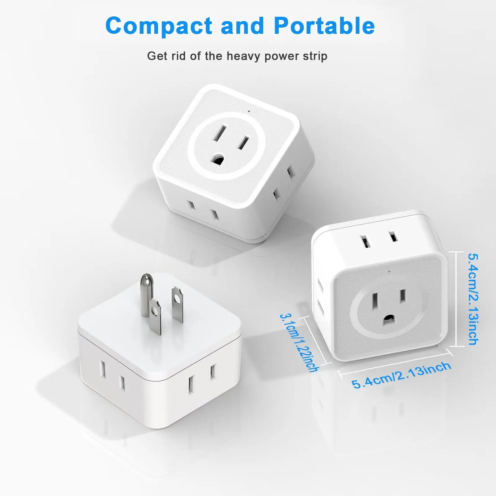 5 Way Multi Plug Outlet Extender, Wall Outlet Expander, Small Electrical Outlet Splitter for Travel, Home, Office, Dorm
