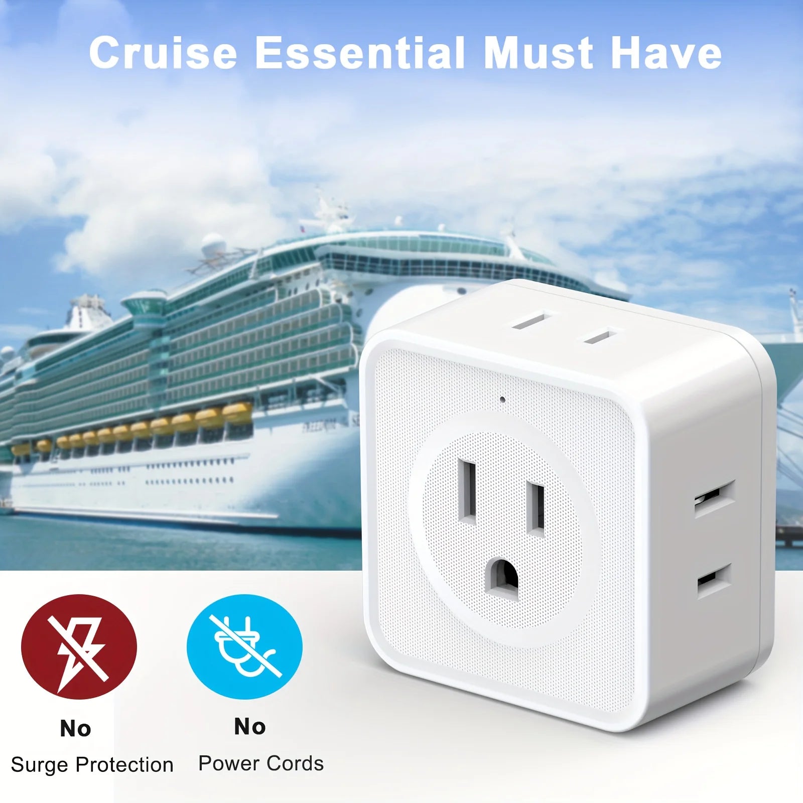 5 Way Multi Plug Outlet Extender, Wall Outlet Expander, Small Electrical Outlet Splitter for Travel, Home, Office, Dorm