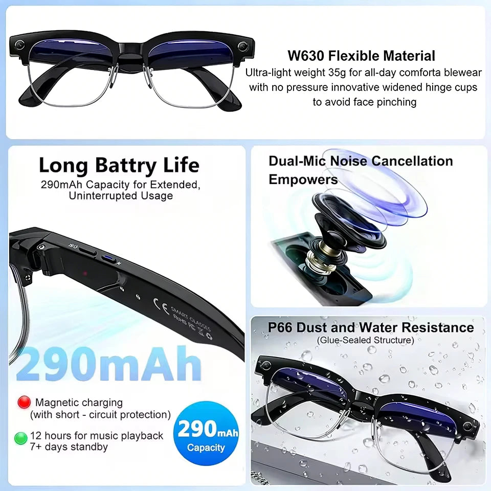 2026New 800W Pixel Camera Smart Glasses Men Video Recording AI Photo Recognition Bluetooth Call Voice Translation Sunglasses Man
