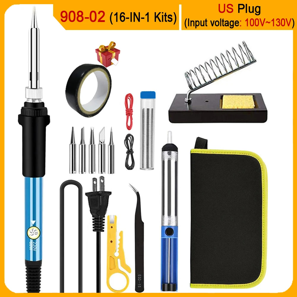 2026 Electric Soldering Iron Kits (SKU:10-IN-1)(16-IN-1)(20-IN-1) 60W Adjustable Temperature Replaceable Soldering Iron Welding